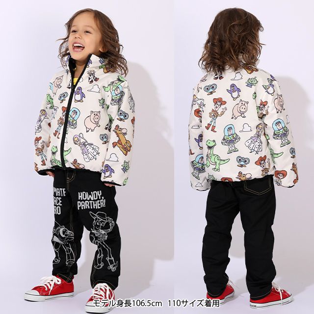 【ベビードール】トイ・ストーリー リバーシブルアウター 1005K / 2WAY ベビーサイズ キッズ トップス 中綿 アウター 長袖 羽織り もこもこ フリースジャケット ジャンパー フードなし