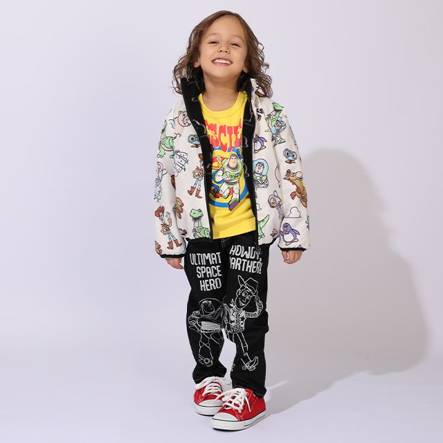 【ベビードール】トイ・ストーリー リバーシブルアウター 1005K / 2WAY ベビーサイズ キッズ トップス 中綿 アウター 長袖 羽織り もこもこ フリースジャケット ジャンパー フードなし