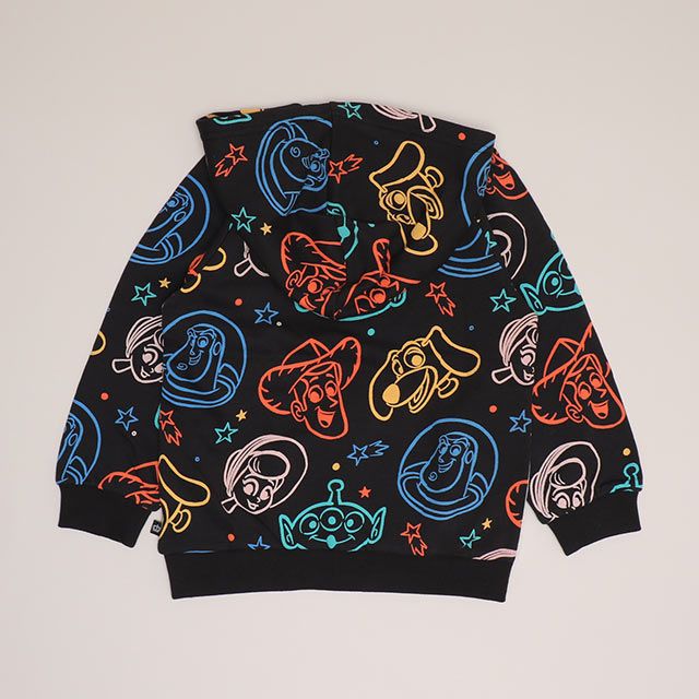 【ベビードール】トイ・ストーリー 親子お揃い 総柄切替パーカー 1006K / ベビーサイズ キッズ トップス 長袖 プルオーバー フーディ ネオン リンクコーデ ペアルック 親子コーデ ウッディ バズ スリンキー リトルグリーンメン ボーピープ