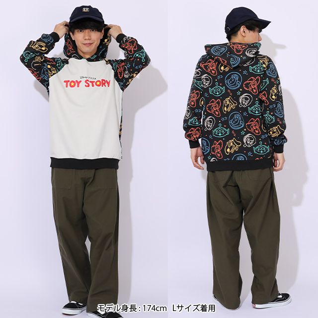 【ベビードール】トイ・ストーリー 親子お揃い 総柄切替パーカー 1006A / 大人 ユニセックス 男女兼用 トップス 長袖 プルオーバー フーディ ネオン リンクコーデ ペアルック 親子コーデ ウッディ バズ スリンキー リトルグリーンメン ボーピープ