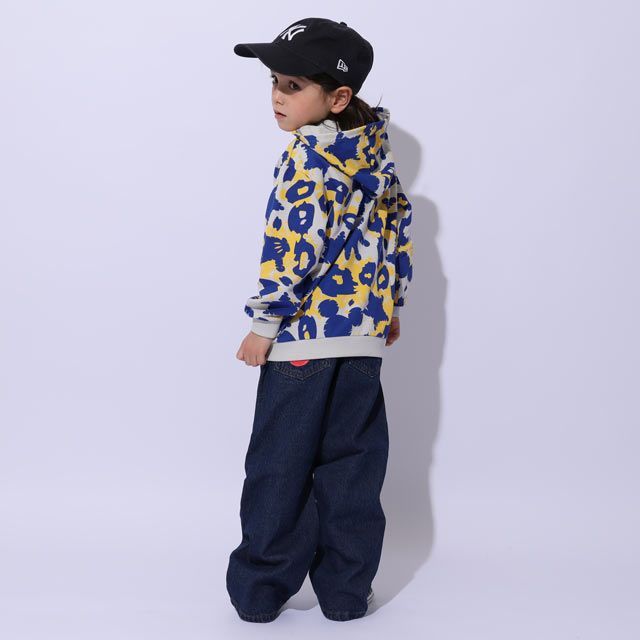 【ベビードール】ミッキー 親子お揃い アニマル総柄パーカー 1008K / ベビーサイズ キッズ トップス 長袖 フーディ プルオーバー リンクコーデ ペアルック 親子コーデ スウェット 春秋冬