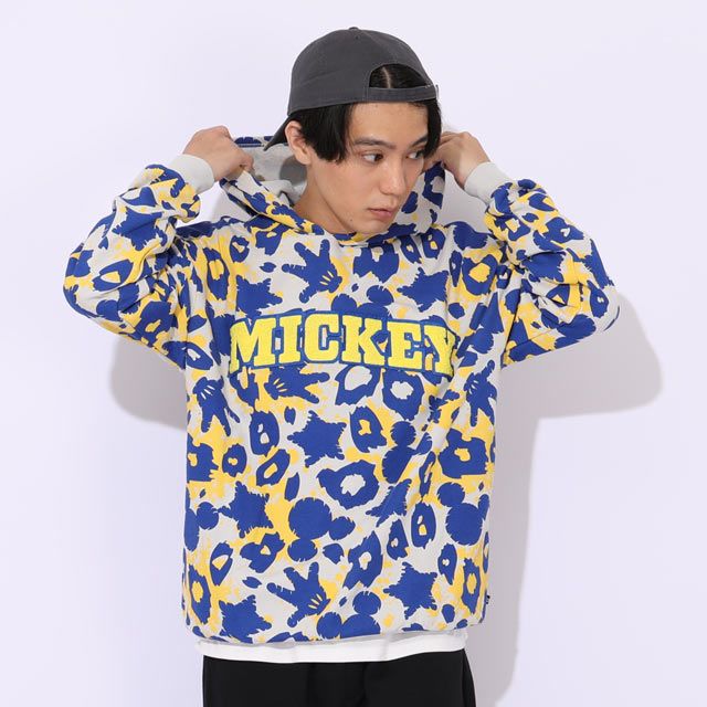 【ベビードール】ミッキー 親子お揃い アニマル総柄パーカー 1008A / 大人 ユニセックス 男女兼用 リンクコーデ ペアルック 親子コーデ トップス 長袖 フーディ プルオーバー スウェット 春秋冬