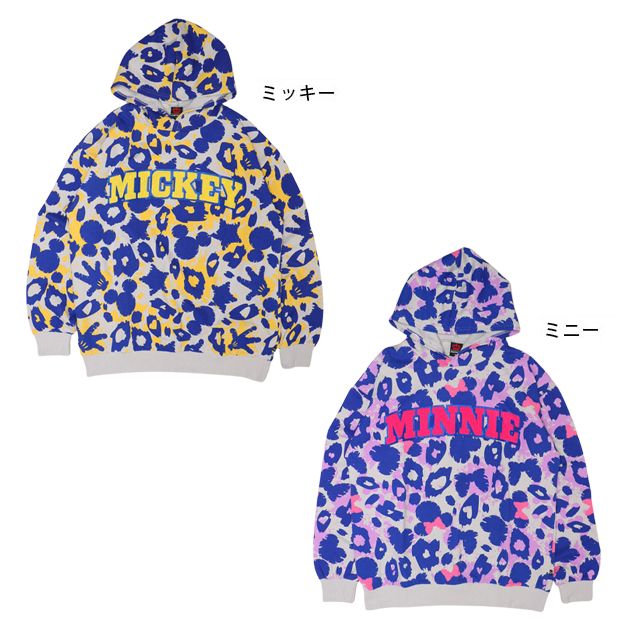【ベビードール】ミニー 親子お揃い アニマル総柄パーカー 1008A / 大人 ユニセックス 男女兼用 リンクコーデ ペアルック 親子コーデ トップス 長袖 フーディ プルオーバー スウェット 春秋冬