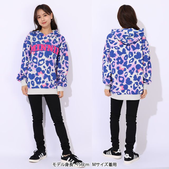 【ベビードール】ミニー 親子お揃い アニマル総柄パーカー 1008A / 大人 ユニセックス 男女兼用 リンクコーデ ペアルック 親子コーデ トップス 長袖 フーディ プルオーバー スウェット 春秋冬