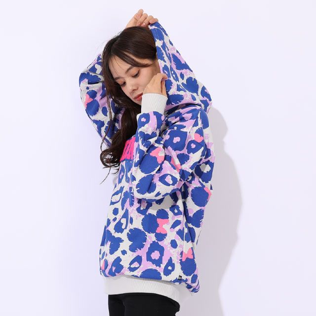 【ベビードール】ミニー 親子お揃い アニマル総柄パーカー 1008A / 大人 ユニセックス 男女兼用 リンクコーデ ペアルック 親子コーデ トップス 長袖 フーディ プルオーバー スウェット 春秋冬