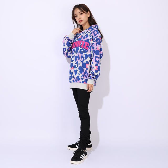 【ベビードール】ミニー 親子お揃い アニマル総柄パーカー 1008A / 大人 ユニセックス 男女兼用 リンクコーデ ペアルック 親子コーデ トップス 長袖 フーディ プルオーバー スウェット 春秋冬