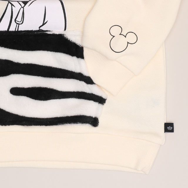 【ベビードール】ミッキー 親子お揃い アニマル柄ボアポケット トレーナー 1009K / ベビーサイズ キッズ 長袖 スウェット ボア カンガルーポケット アニマル柄 リンクコーデ ペアルック 親子コーデ