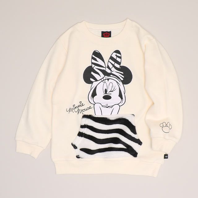 【ベビードール】ミニー 親子お揃い アニマル柄ボアポケット トレーナー 1009K / ベビーサイズ キッズ 長袖 スウェット ボア カンガルーポケット アニマル柄 リンクコーデ ペアルック 親子コーデ