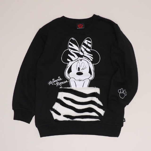 【ベビードール】ミニー 親子お揃い アニマル柄ボアポケット トレーナー 1009K / ベビーサイズ キッズ 長袖 スウェット ボア カンガルーポケット アニマル柄 リンクコーデ ペアルック 親子コーデ