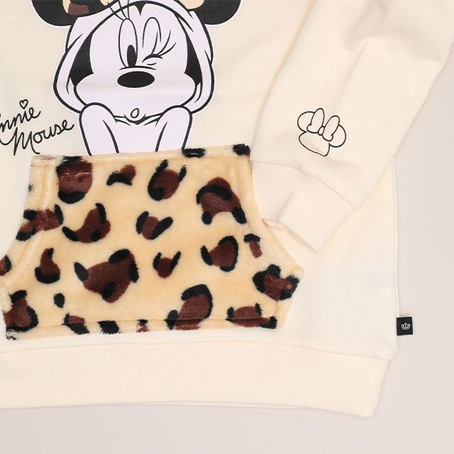 【ベビードール】ミニー 親子お揃い アニマル柄ボアポケット トレーナー 1009K / ベビーサイズ キッズ 長袖 スウェット ボア カンガルーポケット アニマル柄 リンクコーデ ペアルック 親子コーデ