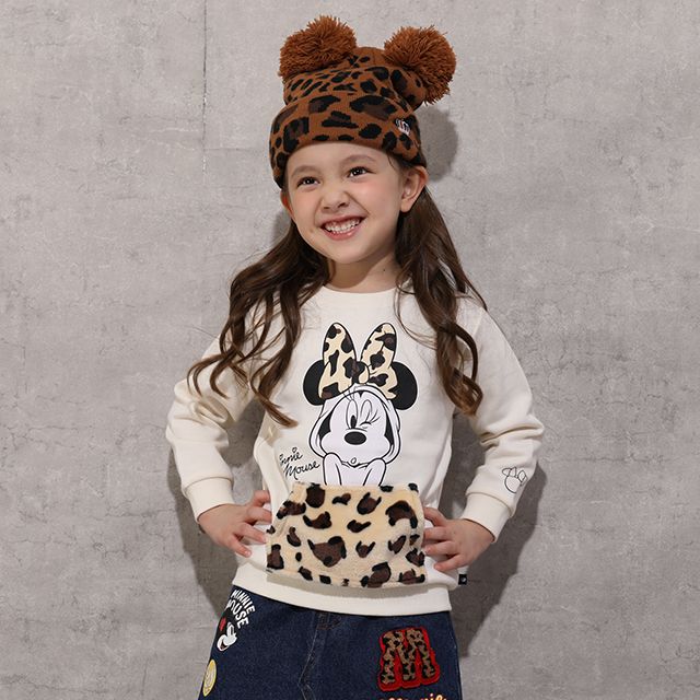 【ベビードール】ミニー 親子お揃い アニマル柄ボアポケット トレーナー 1009K / ベビーサイズ キッズ 長袖 スウェット ボア カンガルーポケット アニマル柄 リンクコーデ ペアルック 親子コーデ