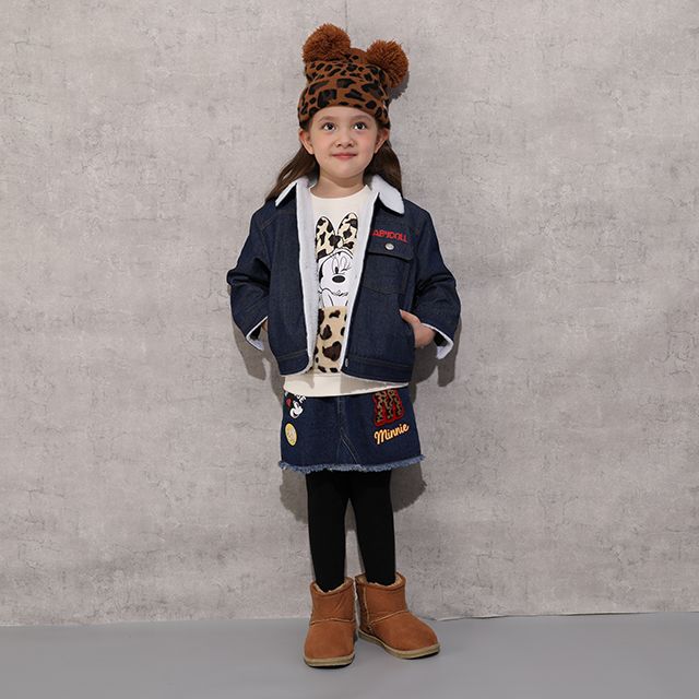 【ベビードール】ミニー 親子お揃い アニマル柄ボアポケット トレーナー 1009K / ベビーサイズ キッズ 長袖 スウェット ボア カンガルーポケット アニマル柄 リンクコーデ ペアルック 親子コーデ