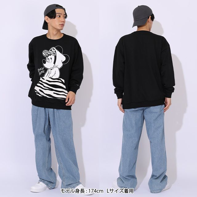 【ベビードール】ミッキー 親子お揃い アニマル柄ボアポケット トレーナー 1009A / 大人 ユニセックス 男女兼用 長袖 スウェット ボア カンガルーポケット アニマル柄 リンクコーデ ペアルック 親子コーデ