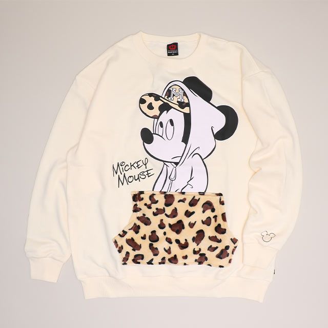 【ベビードール】ミッキー 親子お揃い アニマル柄ボアポケット トレーナー 1009A / 大人 ユニセックス 男女兼用 長袖 スウェット ボア カンガルーポケット アニマル柄 リンクコーデ ペアルック 親子コーデ