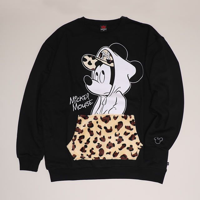 【ベビードール】ミッキー 親子お揃い アニマル柄ボアポケット トレーナー 1009A / 大人 ユニセックス 男女兼用 長袖 スウェット ボア カンガルーポケット アニマル柄 リンクコーデ ペアルック 親子コーデ