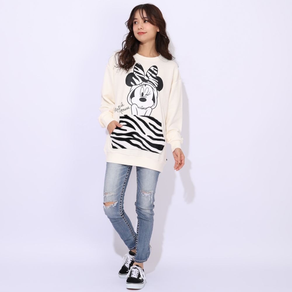 【ベビードール】ミニー 親子お揃い アニマル柄ボアポケット トレーナー 1009A / 大人 ユニセックス 男女兼用 長袖 スウェット ボア カンガルーポケット アニマル柄 リンクコーデ ペアルック 親子コーデ