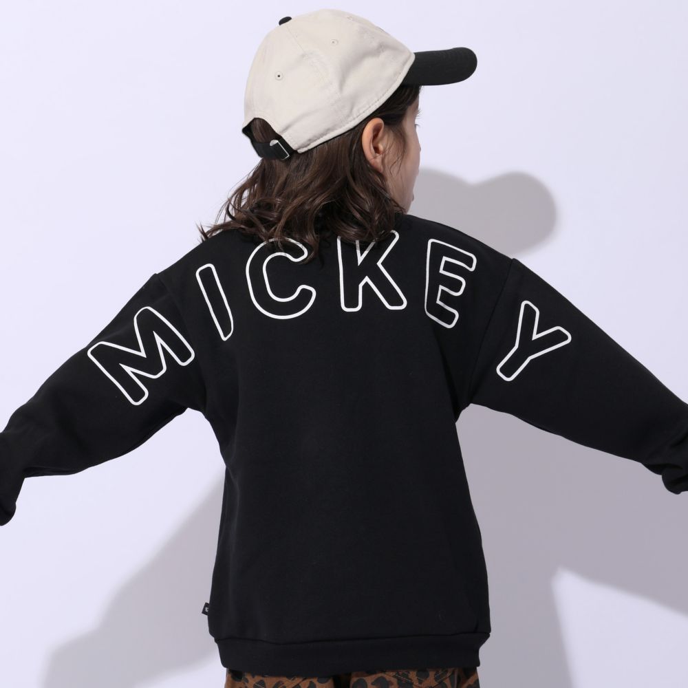 【ベビードール】ミッキー 親子お揃い ヒョウ柄裏起毛トレーナー 1014K / ベビーサイズ キッズ 長袖 裏起毛 アップリケ アニマル柄 リンクコーデ ペアルック 親子コーデ あったか 防寒