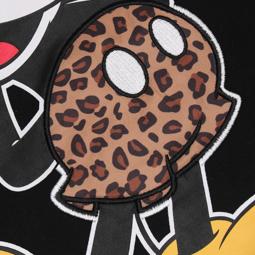 【ベビードール】ミッキー 親子お揃い ヒョウ柄裏起毛トレーナー 1014A / 大人 ユニセックス 男女兼用 長袖 裏起毛 アップリケ アニマル柄 リンクコーデ ペアルック 親子コーデ あったか 防寒