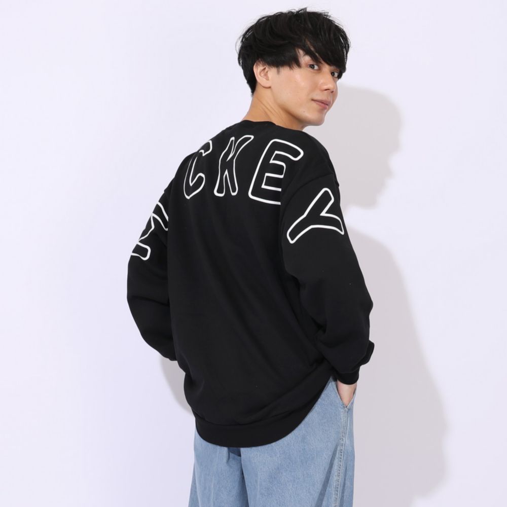 【ベビードール】ミッキー 親子お揃い ヒョウ柄裏起毛トレーナー 1014A / 大人 ユニセックス 男女兼用 長袖 裏起毛 アップリケ アニマル柄 リンクコーデ ペアルック 親子コーデ あったか 防寒