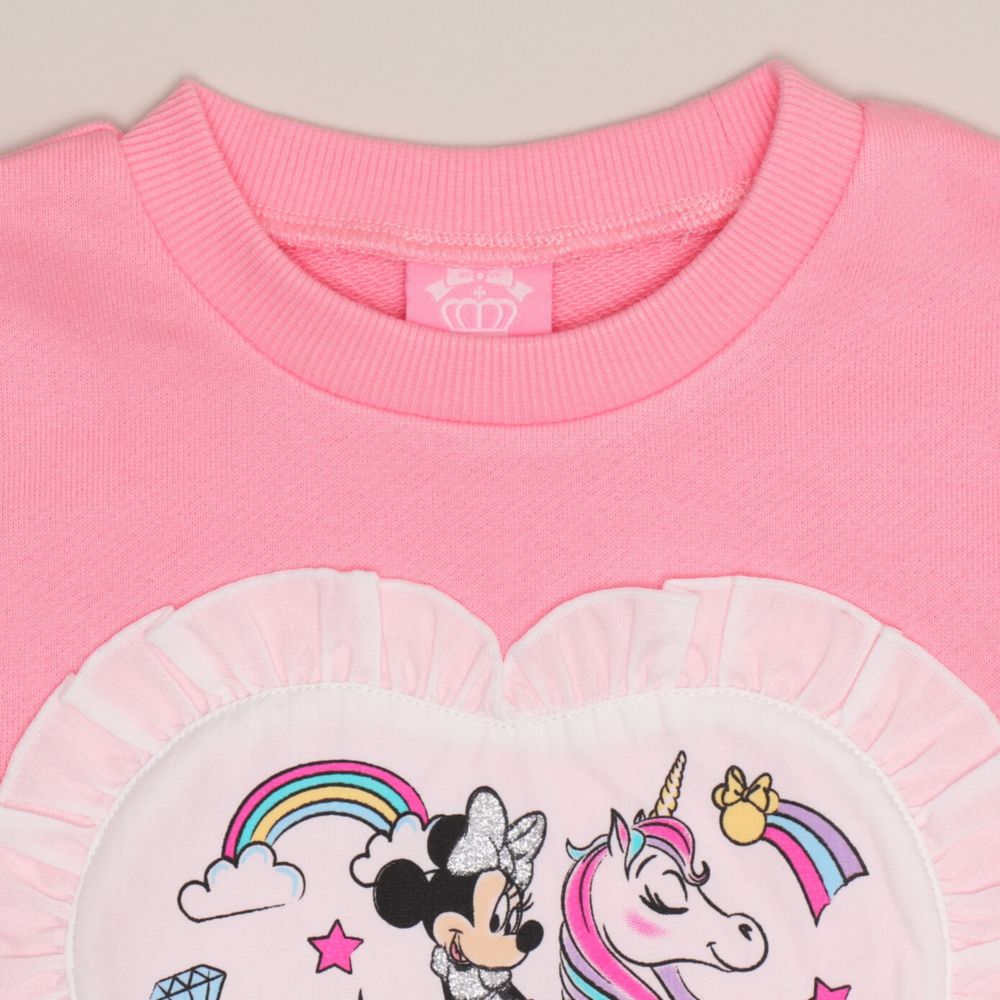 【ベビードール】ミニー ハートフリルトレーナー 1015K / ベビーサイズ キッズ トップス 長袖 スウェット フリル キラキラ ラメ ユニコーン ラブリー ガーリー