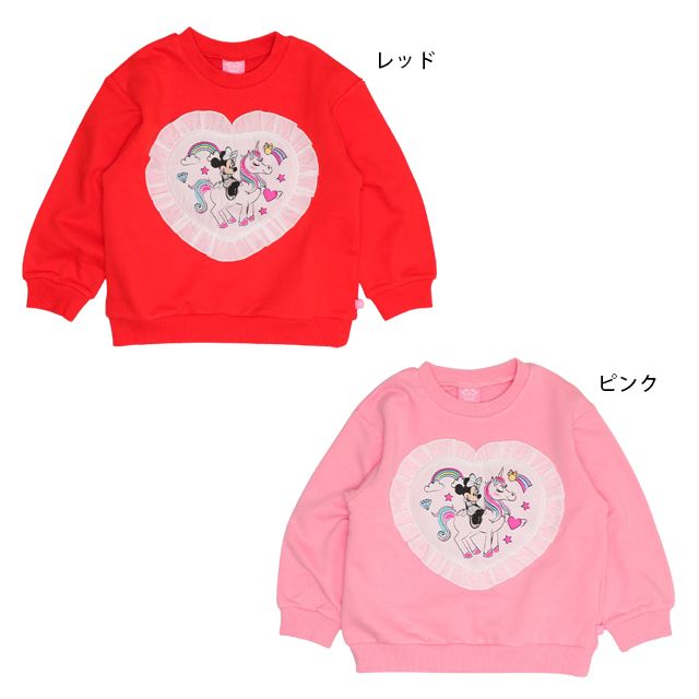 【ベビードール】ミニー ハートフリルトレーナー 1015K / ベビーサイズ キッズ トップス 長袖 スウェット フリル キラキラ ラメ ユニコーン ラブリー ガーリー
