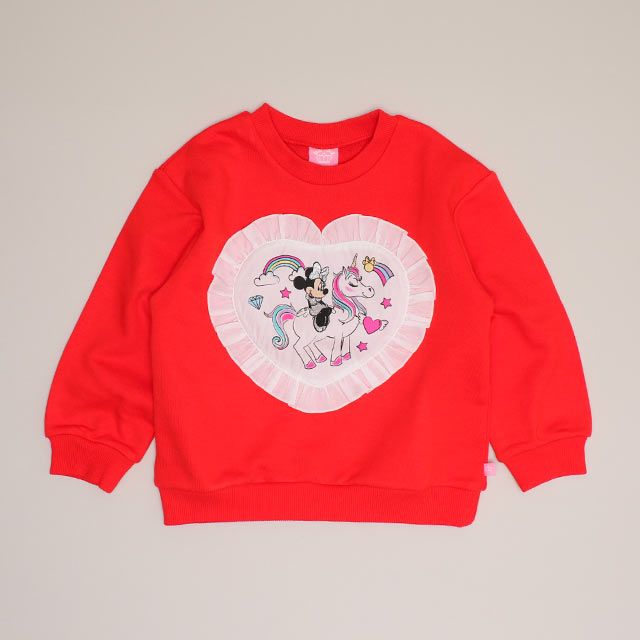 【ベビードール】ミニー ハートフリルトレーナー 1015K / ベビーサイズ キッズ トップス 長袖 スウェット フリル キラキラ ラメ ユニコーン ラブリー ガーリー