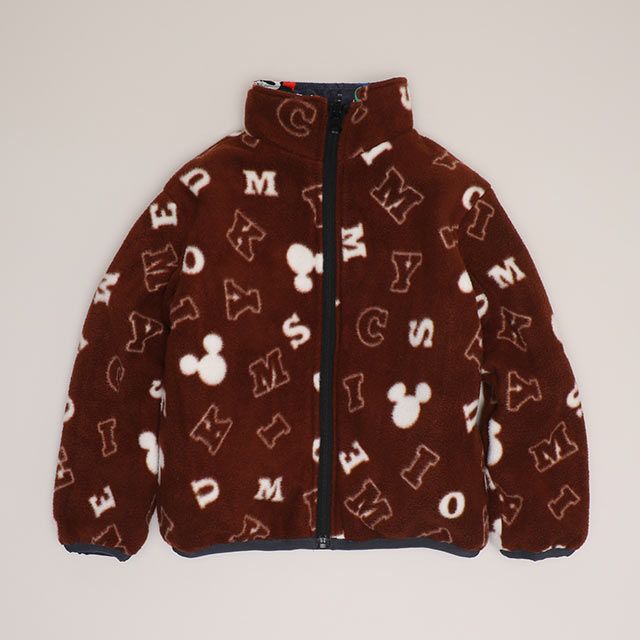 【ベビードール】ミッキー リバーシブルアウター 1016K / ベビーサイズ キッズ トップス 長袖 アウター 羽織り 上着 ブルゾン 中綿 フリース ボアアウター あったか 防寒 リバーシブル 2WEY プチプライス 秋冬