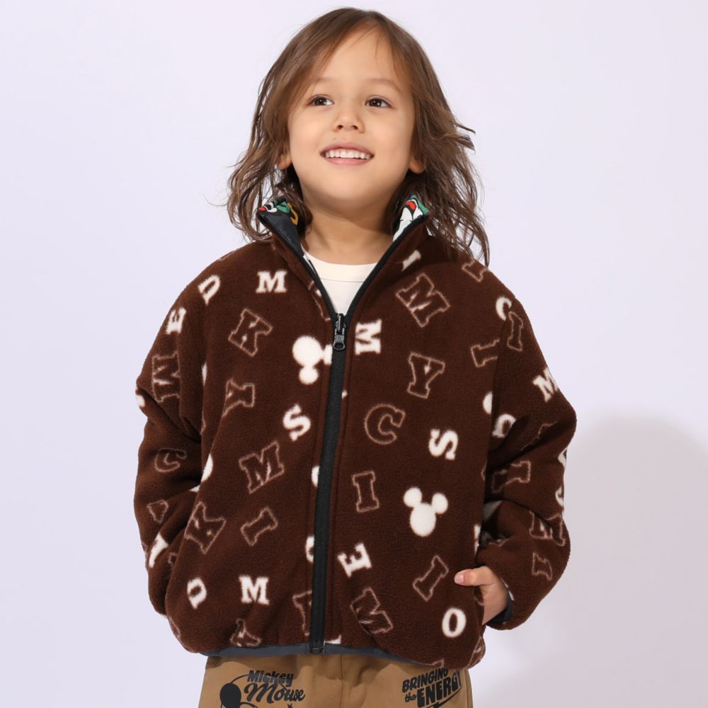 【ベビードール】ミッキー リバーシブルアウター 1016K / ベビーサイズ キッズ トップス 長袖 アウター 羽織り 上着 ブルゾン 中綿 フリース ボアアウター あったか 防寒 リバーシブル 2WEY プチプライス 秋冬