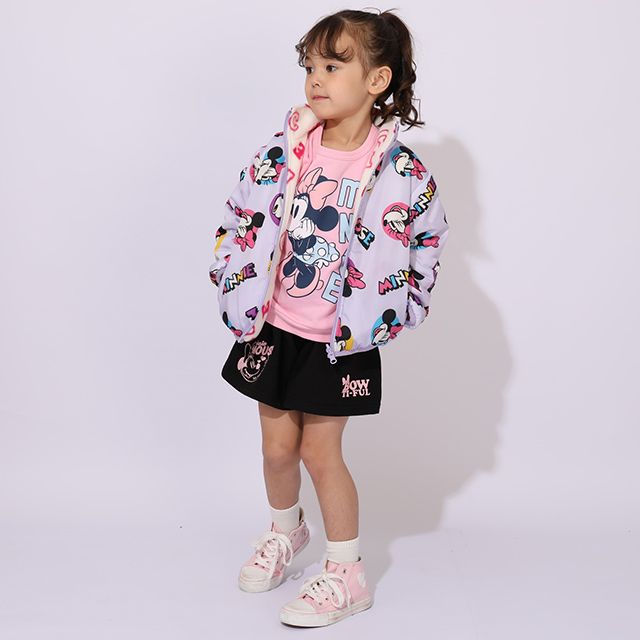 【ベビードール】ミニー リバーシブルアウター 1016K / ベビーサイズ キッズ トップス 長袖 アウター 羽織り 上着 ブルゾン 中綿 フリース ボアアウター あったか 防寒 リバーシブル 2WEY プチプライス 秋冬