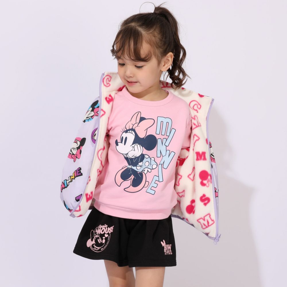 【ベビードール】ミニー リバーシブルアウター 1016K / ベビーサイズ キッズ トップス 長袖 アウター 羽織り 上着 ブルゾン 中綿 フリース ボアアウター あったか 防寒 リバーシブル 2WEY プチプライス 秋冬