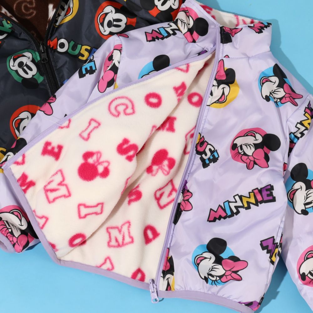 【ベビードール】ミニー リバーシブルアウター 1016K / ベビーサイズ キッズ トップス 長袖 アウター 羽織り 上着 ブルゾン 中綿 フリース ボアアウター あったか 防寒 リバーシブル 2WEY プチプライス 秋冬