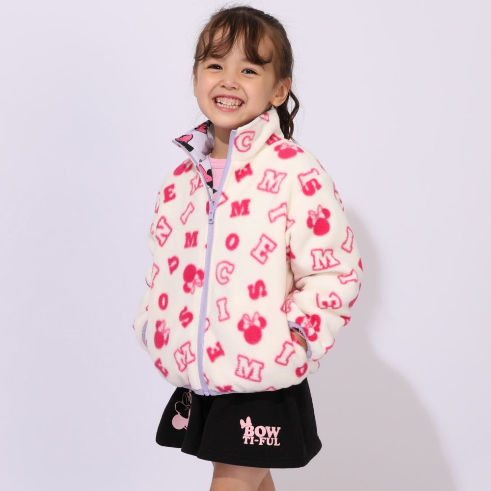【ベビードール】ミニー リバーシブルアウター 1016K / ベビーサイズ キッズ トップス 長袖 アウター 羽織り 上着 ブルゾン 中綿 フリース ボアアウター あったか 防寒 リバーシブル 2WEY プチプライス 秋冬