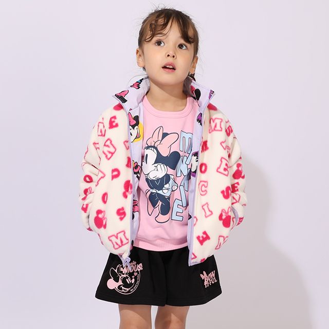 【ベビードール】ミニー リバーシブルアウター 1016K / ベビーサイズ キッズ トップス 長袖 アウター 羽織り 上着 ブルゾン 中綿 フリース ボアアウター あったか 防寒 リバーシブル 2WEY プチプライス 秋冬