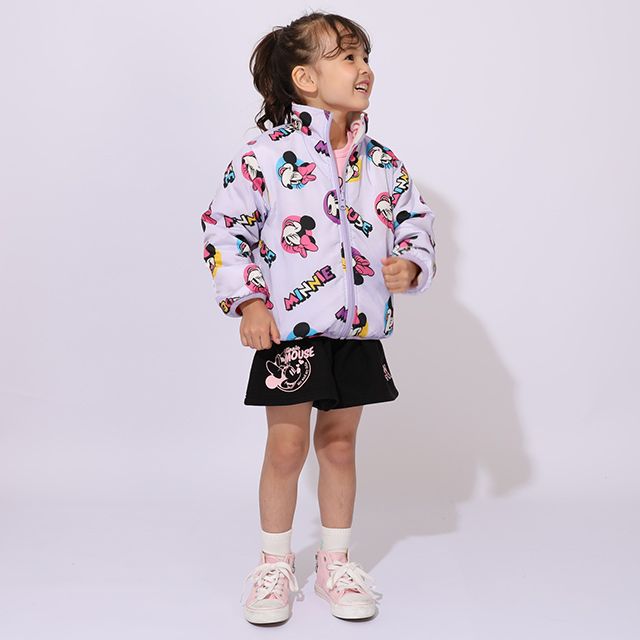 【ベビードール】ミニー リバーシブルアウター 1016K / ベビーサイズ キッズ トップス 長袖 アウター 羽織り 上着 ブルゾン 中綿 フリース ボアアウター あったか 防寒 リバーシブル 2WEY プチプライス 秋冬