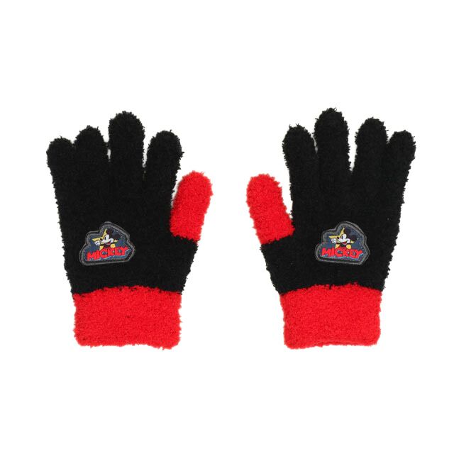 【ベビードール】ミッキー 手袋 1020 / キッズ 手袋 ミトン ５本指 マシュマロボア ふわふわ もこもこ あったか 防寒 雑貨 小物
