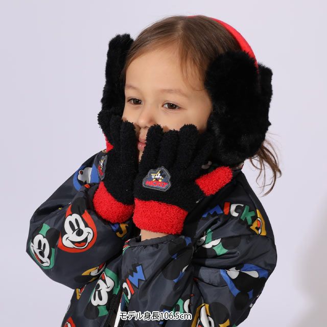 【ベビードール】ミッキー 手袋 1020 / キッズ 手袋 ミトン ５本指 マシュマロボア ふわふわ もこもこ あったか 防寒 雑貨 小物