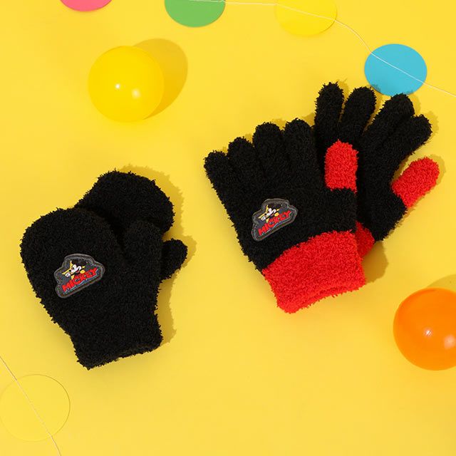 【ベビードール】ミッキー 手袋 1020 / キッズ 手袋 ミトン ５本指 マシュマロボア ふわふわ もこもこ あったか 防寒 雑貨 小物