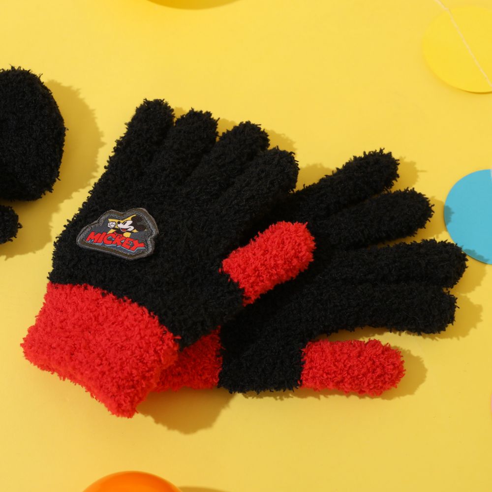 【ベビードール】ミッキー 手袋 1020 / キッズ 手袋 ミトン ５本指 マシュマロボア ふわふわ もこもこ あったか 防寒 雑貨 小物