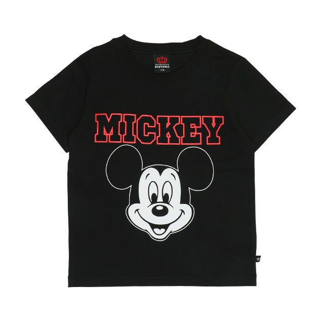 【ベビードール】ミッキー プチプラキャラクターセットアップ 1026K / ベビーサイズ キッズ トップス ボトムス 上下２点セット 半袖 半ズボン ハーフパンツ ウエスト総ゴム ゴム穴付き コーデセット 天竺素材