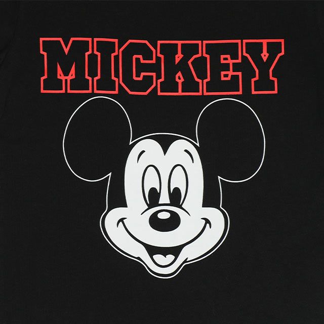 【ベビードール】ミッキー プチプラキャラクターセットアップ 1026K / ベビーサイズ キッズ トップス ボトムス 上下２点セット 半袖 半ズボン ハーフパンツ ウエスト総ゴム ゴム穴付き コーデセット 天竺素材