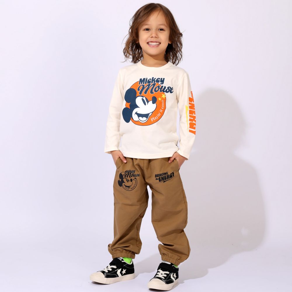 【ベビードール】ミッキー キャラクター3点セット 1028K / ベビーサイズ キッズ 長袖 トップス ボトムス トレーナー ロンT 長袖Tシャツ ロングパンツ 長ズボン 春秋冬 福袋 セット商品 お得なセット オリジナルバッグ付き 3点セット トータルコーディネート