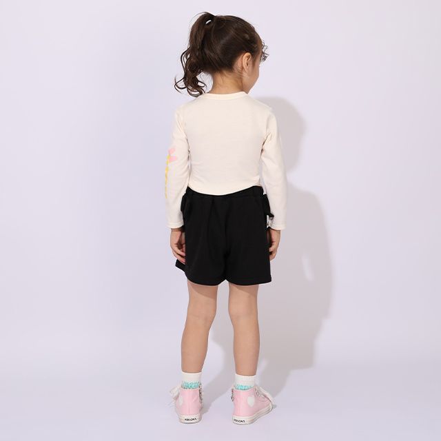 【ベビードール】ミニー キャラクター3点セット 1028K / ベビーサイズ キッズ 長袖 トップス ボトムス トレーナー ロンT 長袖Tシャツ ショートパンツ 短パン キュロット セット商品 オリジナルバッグ付き 3点セット トータルコーディネート