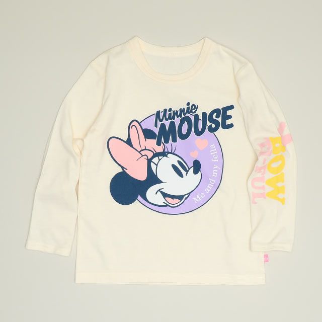 【ベビードール】ミニー キャラクター3点セット 1028K / ベビーサイズ キッズ 長袖 トップス ボトムス トレーナー ロンT 長袖Tシャツ ショートパンツ 短パン キュロット セット商品 オリジナルバッグ付き 3点セット トータルコーディネート