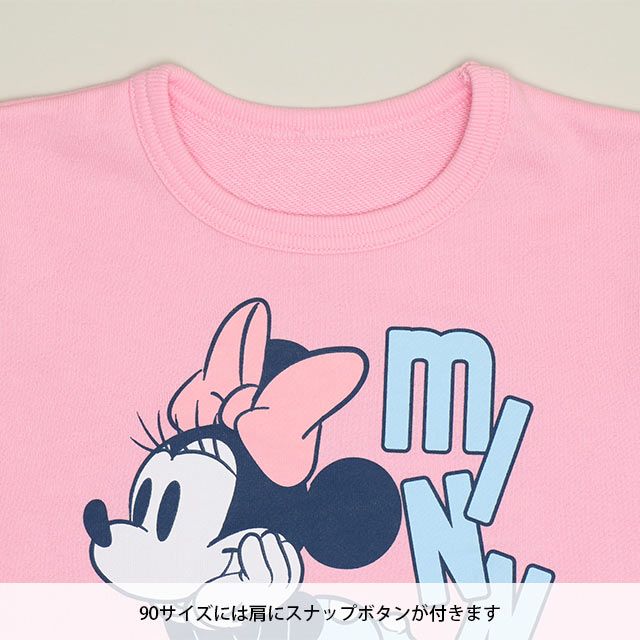 【ベビードール】ミニー キャラクター3点セット 1028K / ベビーサイズ キッズ 長袖 トップス ボトムス トレーナー ロンT 長袖Tシャツ ショートパンツ 短パン キュロット セット商品 オリジナルバッグ付き 3点セット トータルコーディネート