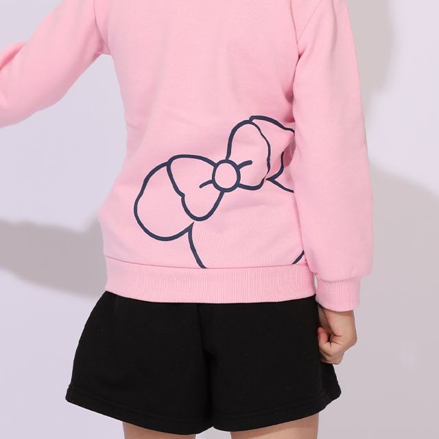 【ベビードール】ミニー キャラクター3点セット 1028K / ベビーサイズ キッズ 長袖 トップス ボトムス トレーナー ロンT 長袖Tシャツ ショートパンツ 短パン キュロット セット商品 オリジナルバッグ付き 3点セット トータルコーディネート