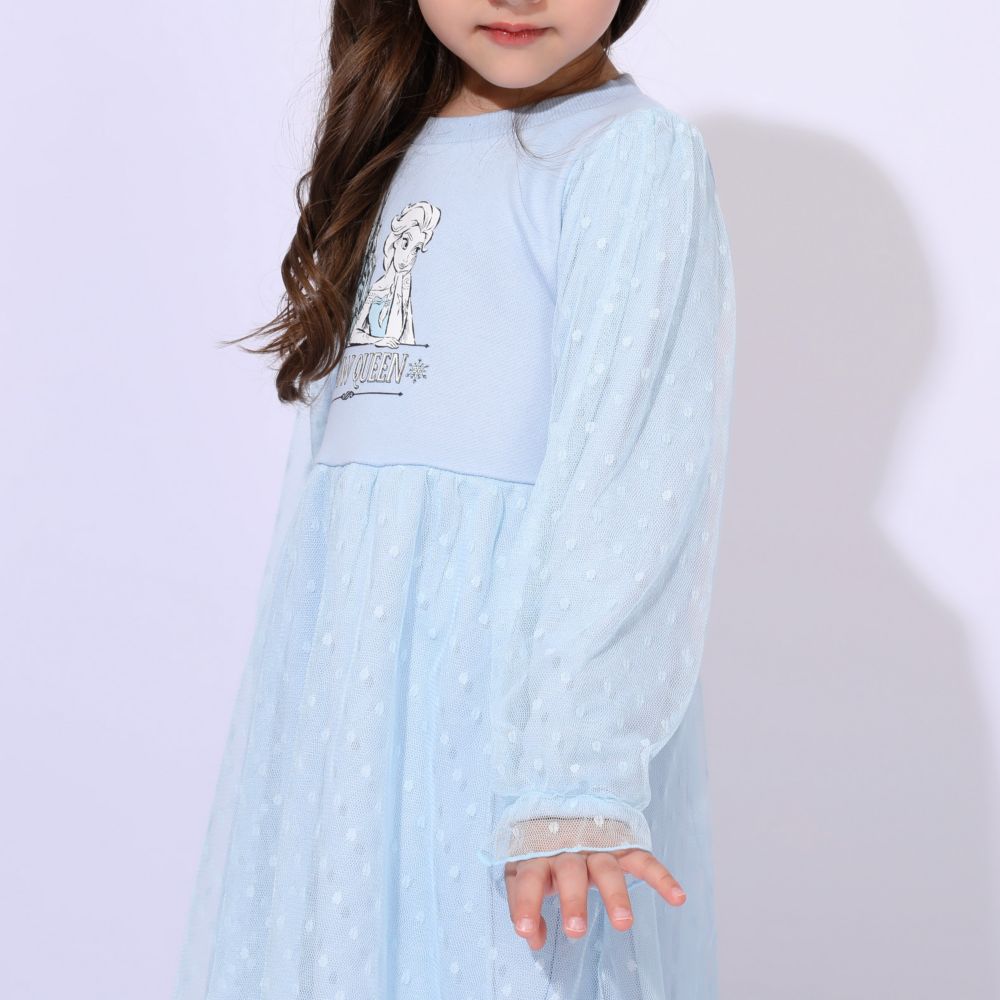 【ベビードール】エルサ プリンセス / チュールワンピース 1099K / ベビーサイズ キッズ 長袖 ワンピース スカート 袖チュール シフォン ガーリー