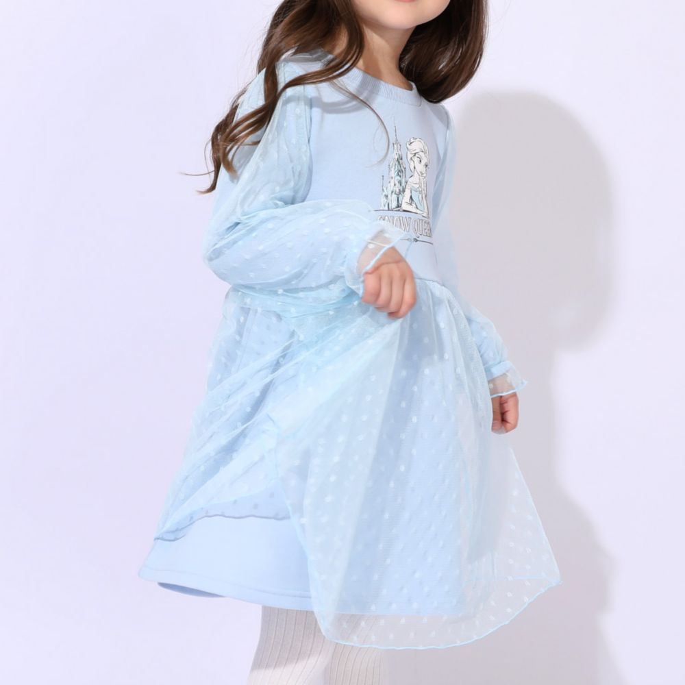 【ベビードール】エルサ プリンセス / チュールワンピース 1099K / ベビーサイズ キッズ 長袖 ワンピース スカート 袖チュール シフォン ガーリー