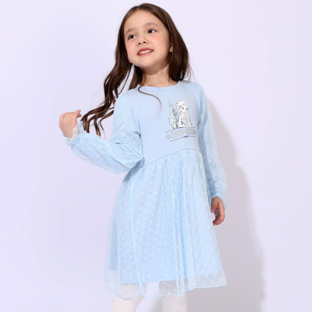 【ベビードール】エルサ プリンセス / チュールワンピース 1099K / ベビーサイズ キッズ 長袖 ワンピース スカート 袖チュール シフォン ガーリー