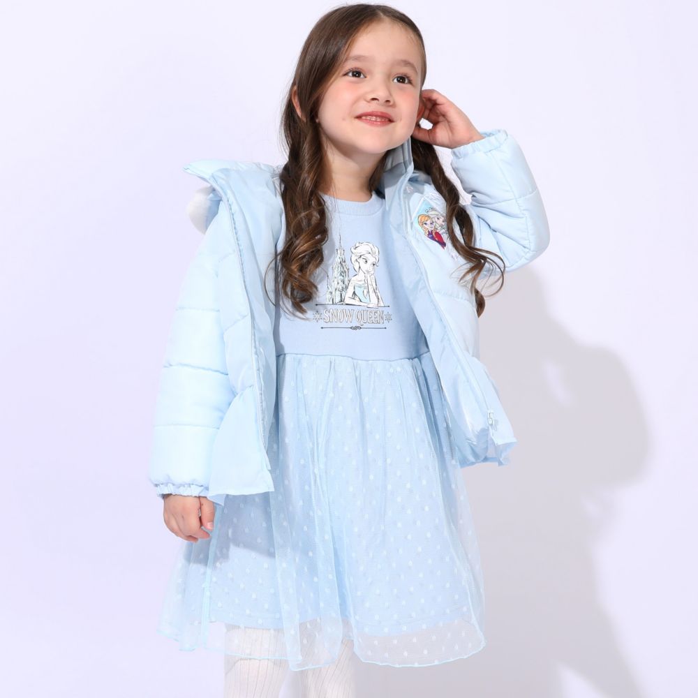 【ベビードール】エルサ プリンセス / チュールワンピース 1099K / ベビーサイズ キッズ 長袖 ワンピース スカート 袖チュール シフォン ガーリー