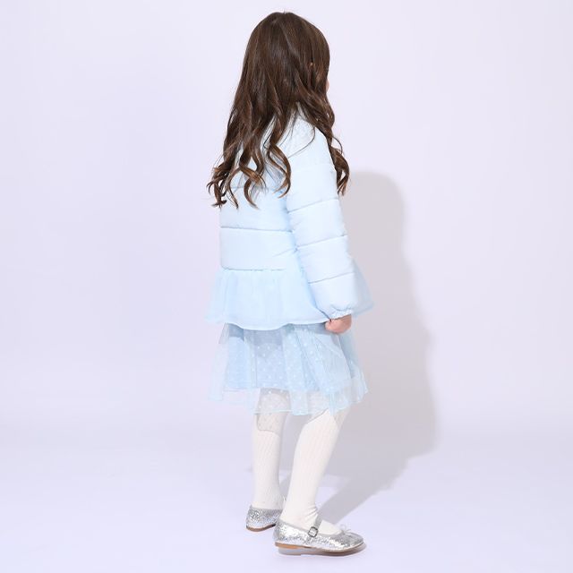 【ベビードール】アナ エルサ プリンセス / フリル中綿アウター 1100K / フード取り外し可能 2WAY キッズ トップス アウター 羽織り 中綿 ふわふわ ファー付き ガーリー 軽い 防寒 秋冬